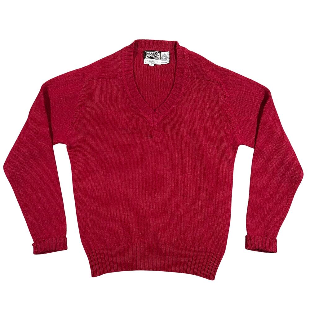Vintage Saturday’s Generation 100% Wool Sweater V-Neck Red Pullover Men’s Medium